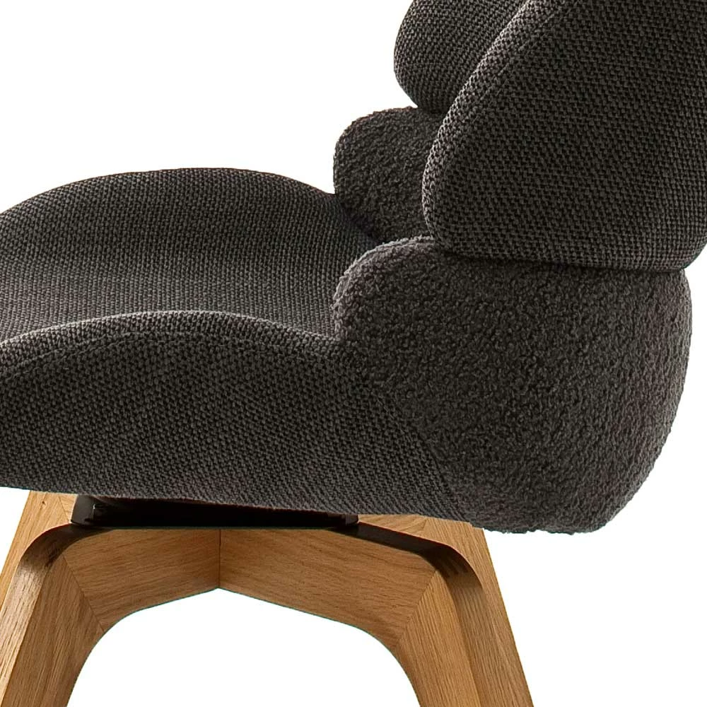 Drehbarer Polsterstuhl in Anthrazit - Susman (2er Set) Drehbarer Polsterstuhl In Anthrazit - Susman (2er Set) -Dariana shop drehbarer polsterstuhl in anthrazit chenille eiche holzgestell susman 05