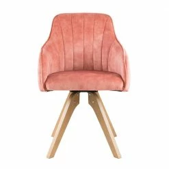 Drehbarer Tischsessel Mit Velours In Rosa - Zella (2er Set) -Dariana shop drehbarer tischsessel mit velours in rosa buchenholz in eiche zella 01