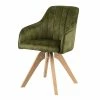 Drehbarer Velours Tischsessel In Oliv Grün - Quintessa (2er Set) -Dariana shop drehbarer velours tischsessel in oliv gruen mit holzgestell quintessa f