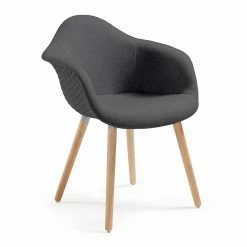 Dunkelgrauer Armlehnstuhl Practos Mit Polsterung (2er Set)