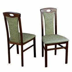 Dunkle Esszimmerstühle In Nussbaum Ambasian Mit Stoff Grün (2er Set)