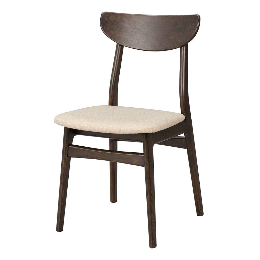Dunkler Holzstuhl Mit Sitz Beige - Italo (2er Set) 3 Dunkler Holzstuhl Mit Sitz Beige - Italo (2er Set)