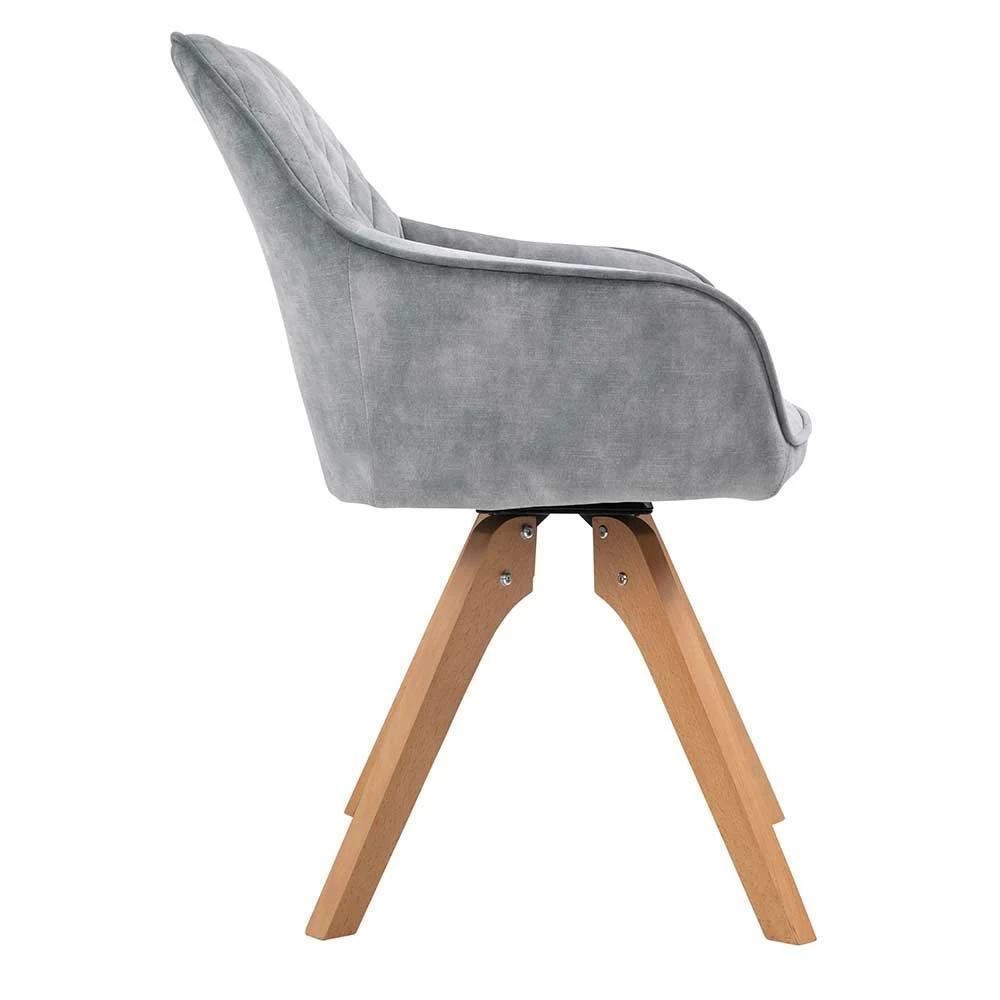 Edler Armlehnenstuhl Aus Samt Grau Rautenstepp - Tresena - Image 4