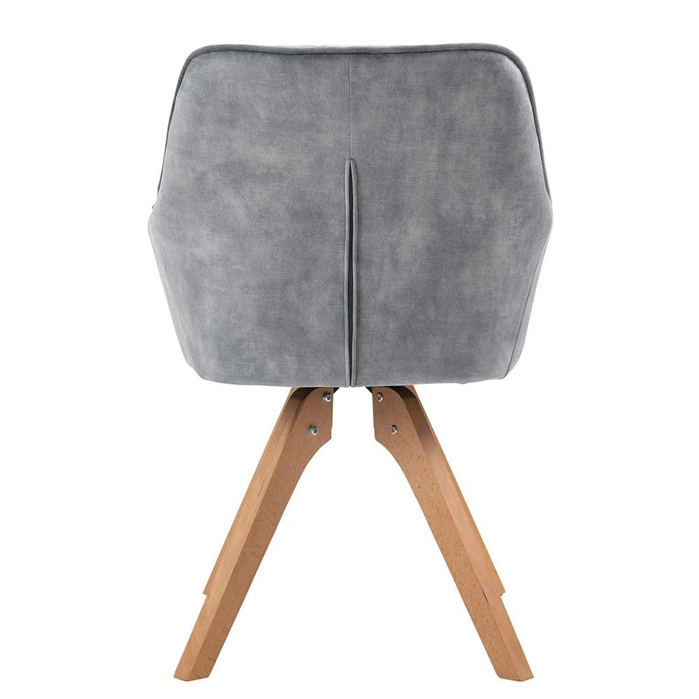 Edler Armlehnenstuhl Aus Samt Grau Rautenstepp - Tresena - Image 6