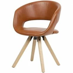 Eleganter Armlehnstuhl Aus Kunstleder In Cognac - Abigales