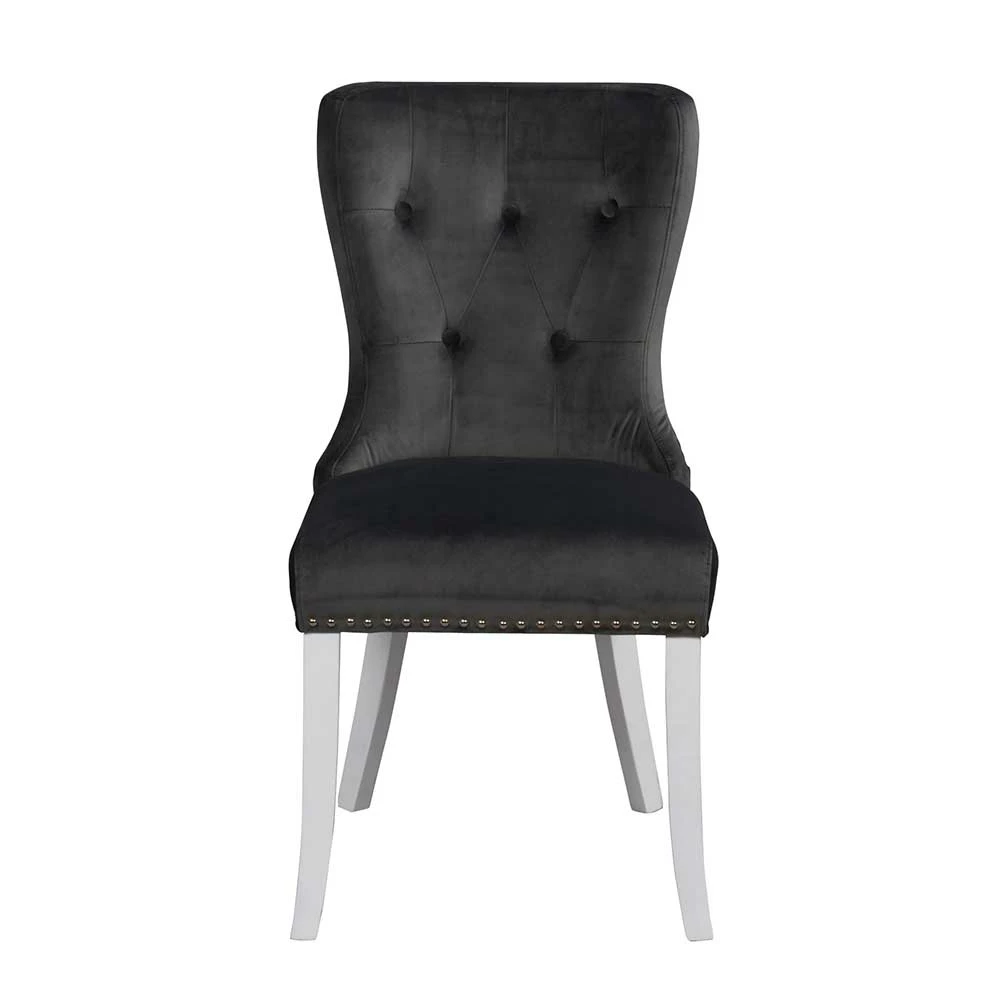 Eleganter Samt Polsterstuhl in Grau - Ennyano (2er Set) Eleganter Samt Polsterstuhl In Grau - Ennyano (2er Set) -Dariana shop eleganter samt polsterstuhl in grau mit holzbeinen weiss ennyano 02