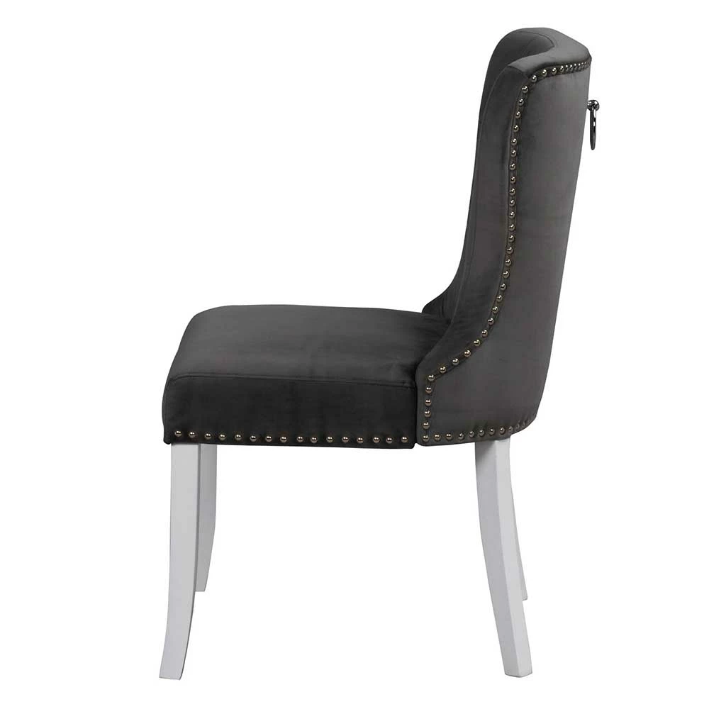 Eleganter Samt Polsterstuhl in Grau - Ennyano (2er Set) Eleganter Samt Polsterstuhl In Grau - Ennyano (2er Set) -Dariana shop eleganter samt polsterstuhl in grau mit holzbeinen weiss ennyano 03