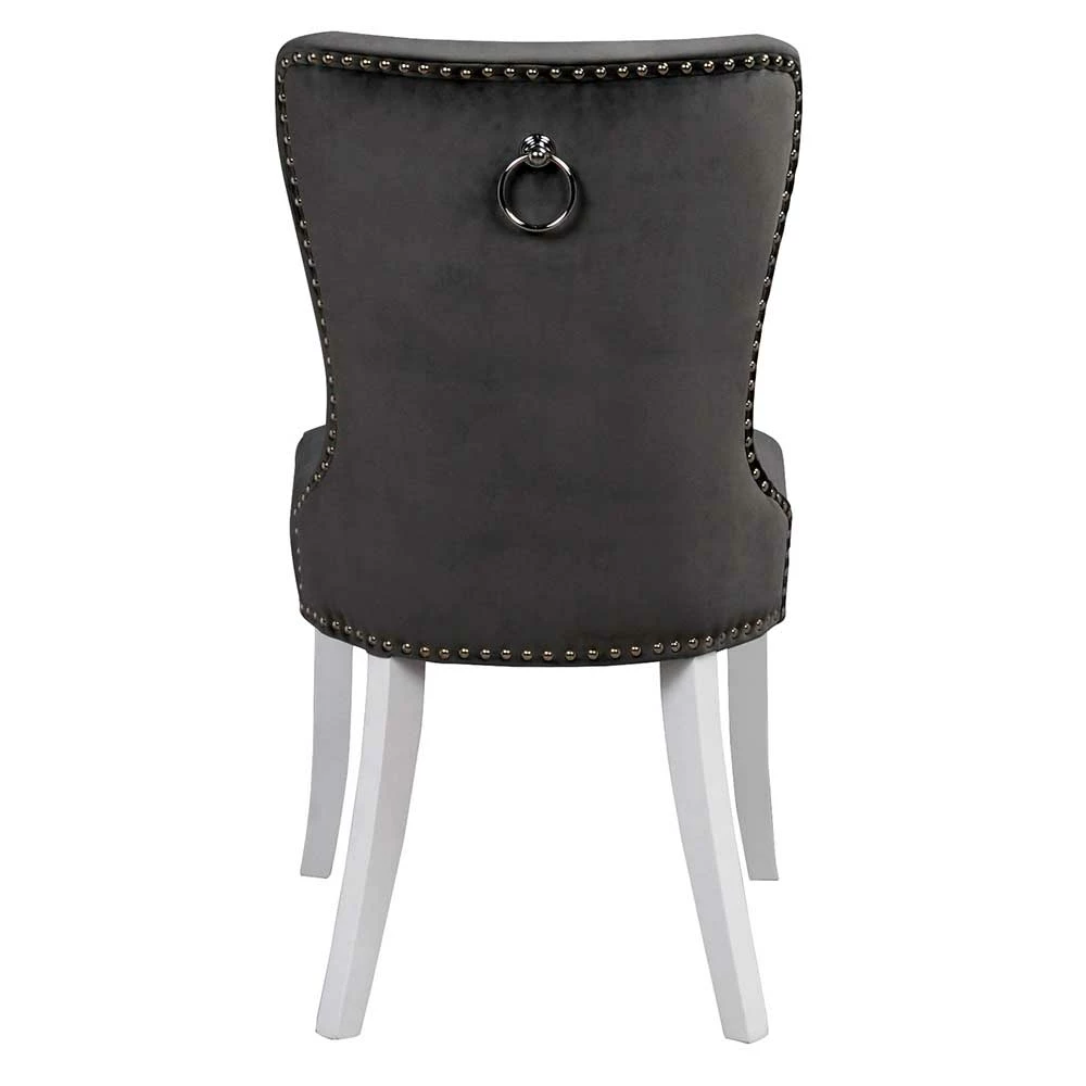 Eleganter Samt Polsterstuhl in Grau - Ennyano (2er Set) Eleganter Samt Polsterstuhl In Grau - Ennyano (2er Set) -Dariana shop eleganter samt polsterstuhl in grau mit holzbeinen weiss ennyano 05