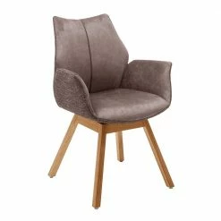 Eleganter Tischsessel In Hellbraun - Clouna (2er Set) -Dariana shop eleganter tischsessel in hellbraun velours mit eichenholz clouna 01