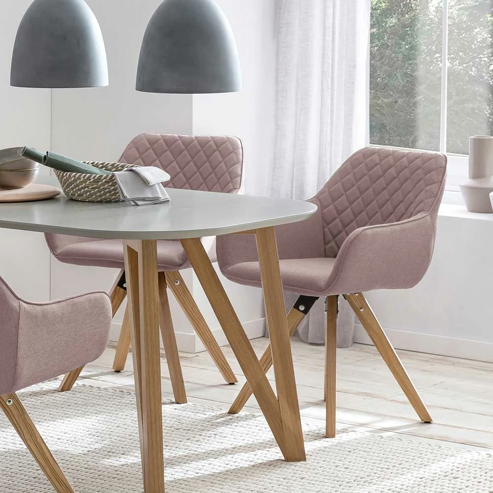 Essstuhl mit Armlehnen in Rosa - Mazarena (2er Set) Essstuhl Mit Armlehnen In Rosa - Mazarena (2er Set) -Dariana shop essstuhl mit armlehnen in rosa webstoff eiche massivholz mazarena 02