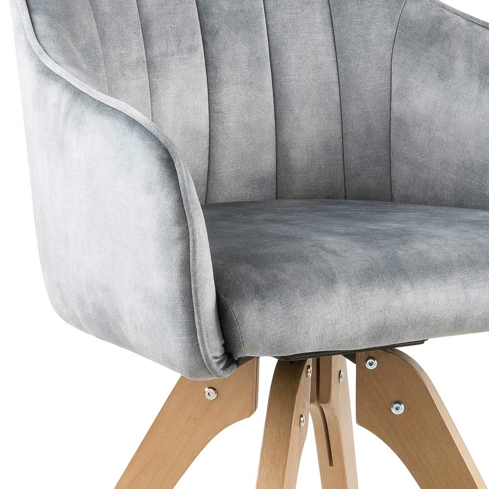 Esstisch Drehstuhl In Grau & Eichefarben - Puebla (2er Set) - Image 5