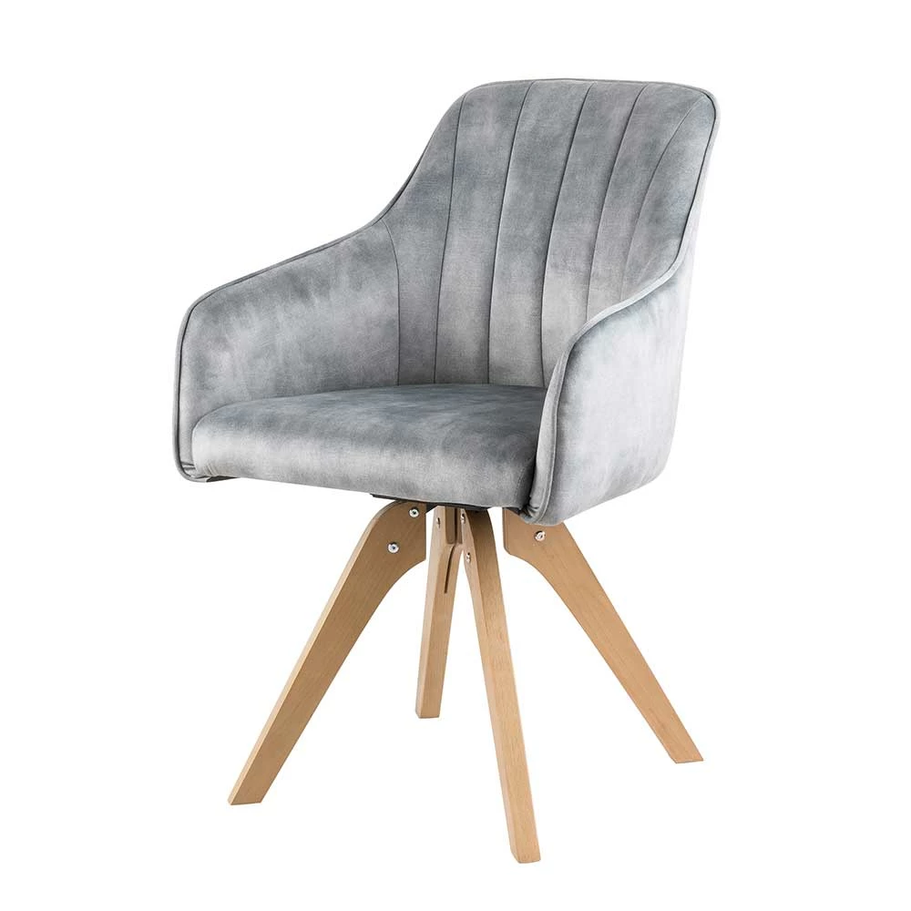 Esstisch Drehstuhl In Grau & Eichefarben - Puebla (2er Set)