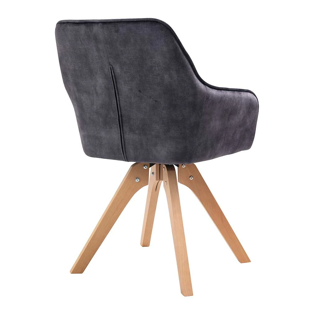 Esstisch Sessel in Schwarz Vintage Samt - Coolia Esstisch Sessel In Schwarz Vintage Samt - Coolia -Dariana shop esstisch sessel in schwarz vintage samt mit rautensteppung buchengestell coolia 04