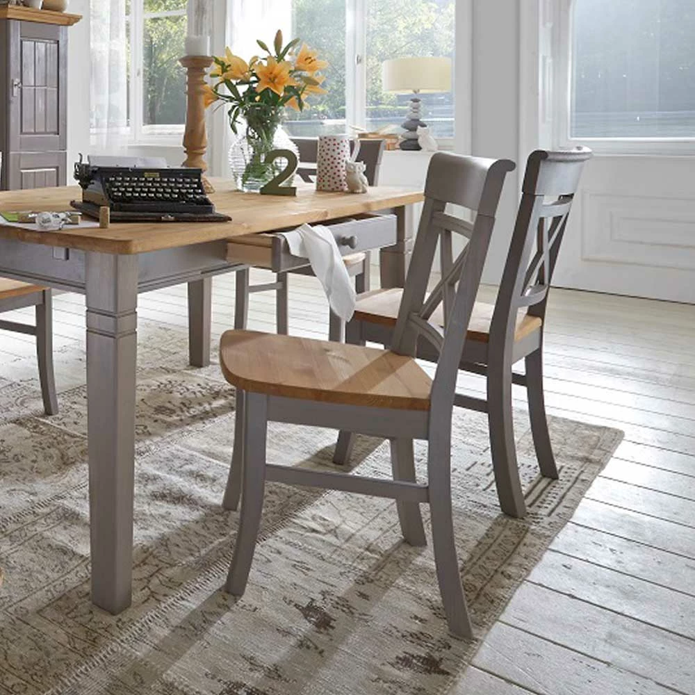 Esstischstuhl Jytte in Grau (2er Set) Esstischstuhl Jytte In Grau (2er Set) -Dariana shop esstischstuhl grau kiefer massivholz jytte 01