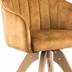 Esszimmer Drehsessel In Curry Gelb & Eiche - Zylvia (2er Set) 12 Esszimmer Drehsessel In Curry Gelb & Eiche - Zylvia (2er Set) -Dariana shop esszimmer drehsessel in curry gelb eiche aus velours buche massiv zylvia 04