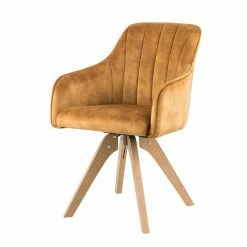 Esszimmer Drehsessel In Curry Gelb & Eiche - Zylvia (2er Set)