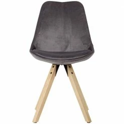 Esszimmer Samtstühle In Dunklem Grau - Armina (2er Set) -Dariana shop esszimmer samtstuehle in dunklem grau natur gummibaumholz armina 02