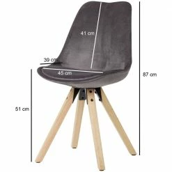 Esszimmer Samtstühle In Dunklem Grau - Armina (2er Set) -Dariana shop esszimmer samtstuehle in dunklem grau natur gummibaumholz armina 03
