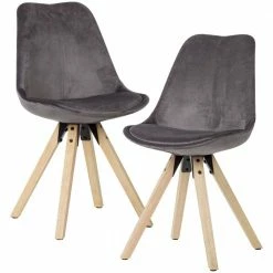 Esszimmer Samtstühle In Dunklem Grau - Armina (2er Set)