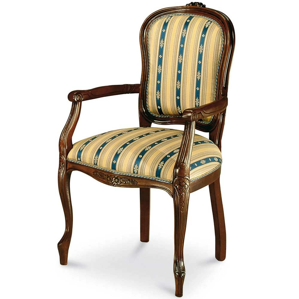 Esszimmer Sessel Im Barockstil Magari Mit Stoff Blau Gelb