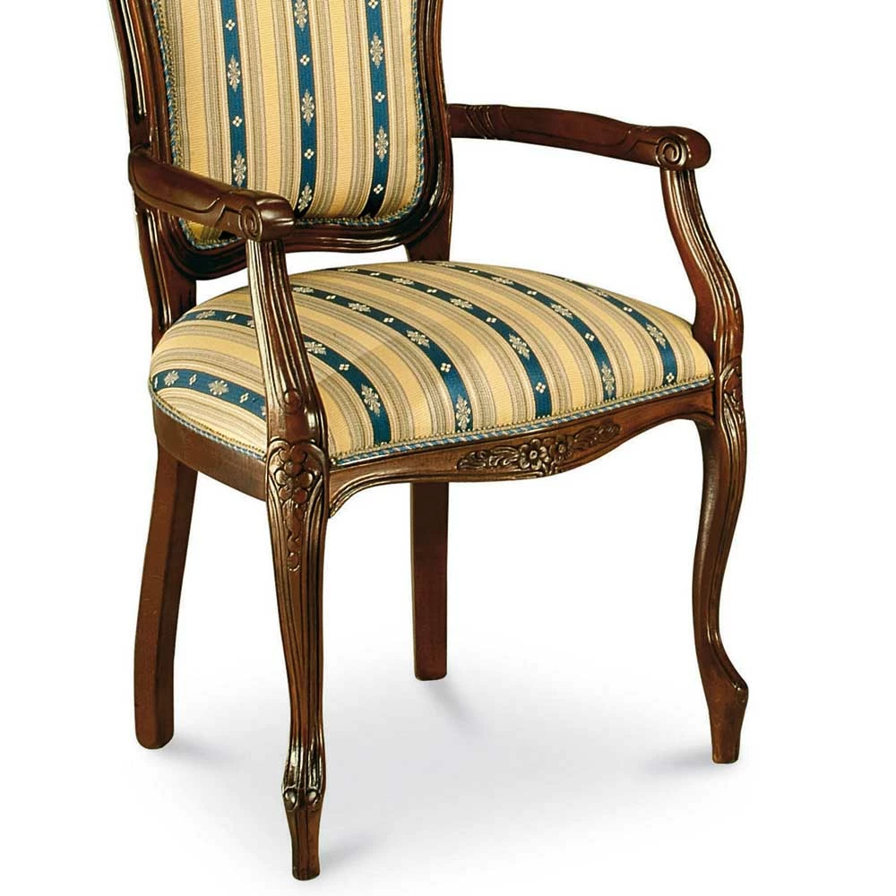 Esszimmer Sessel Im Barockstil Magari Mit Stoff Blau Gelb - Image 3