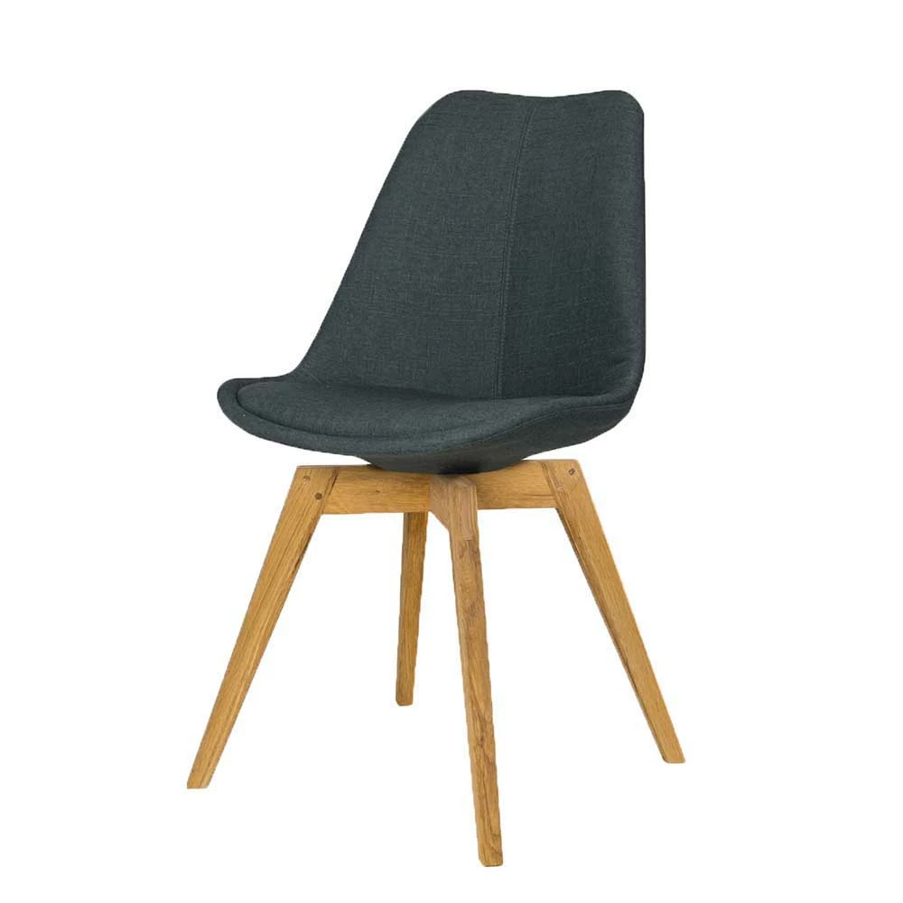 Esszimmer Stühle In Grau Stoff Rentascia & Eiche Massivholz (2er Set) - Image 2