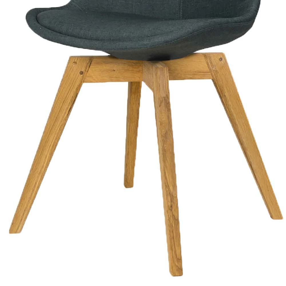 Esszimmer Stühle In Grau Stoff Rentascia & Eiche Massivholz (2er Set) - Image 3