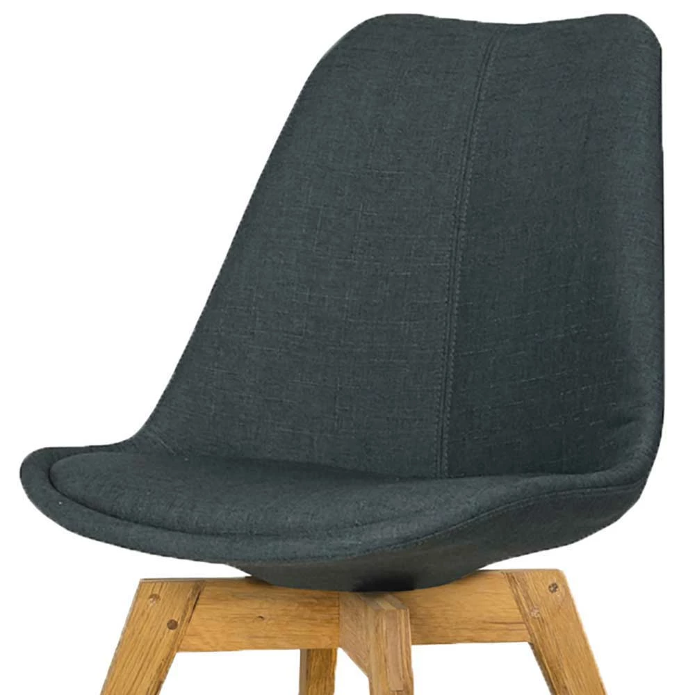 Esszimmer Stühle In Grau Stoff Rentascia & Eiche Massivholz (2er Set) - Image 4