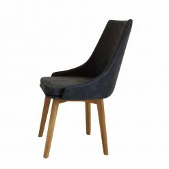 Esszimmer Stuhl In Schwarz Microfaser Nicuda Mit Beinen Aus Wildeiche