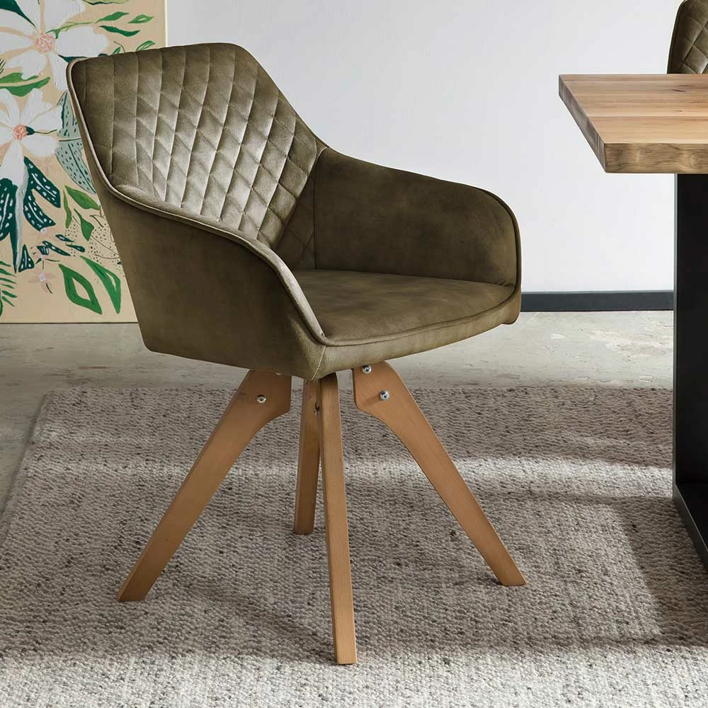 Esszimmer Tischsessel In Oliv Grün Samtbezug - Foresta - Image 3