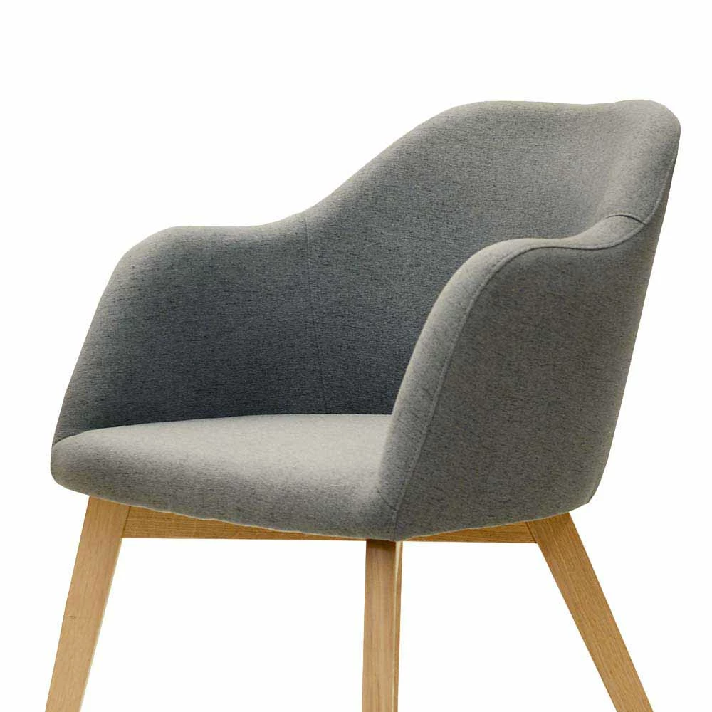 Esszimmersessel Mit Stoff In Grau Grosma & Holzgestell Eiche - Image 5