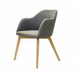 Esszimmersessel Mit Stoff In Grau Grosma & Holzgestell Eiche