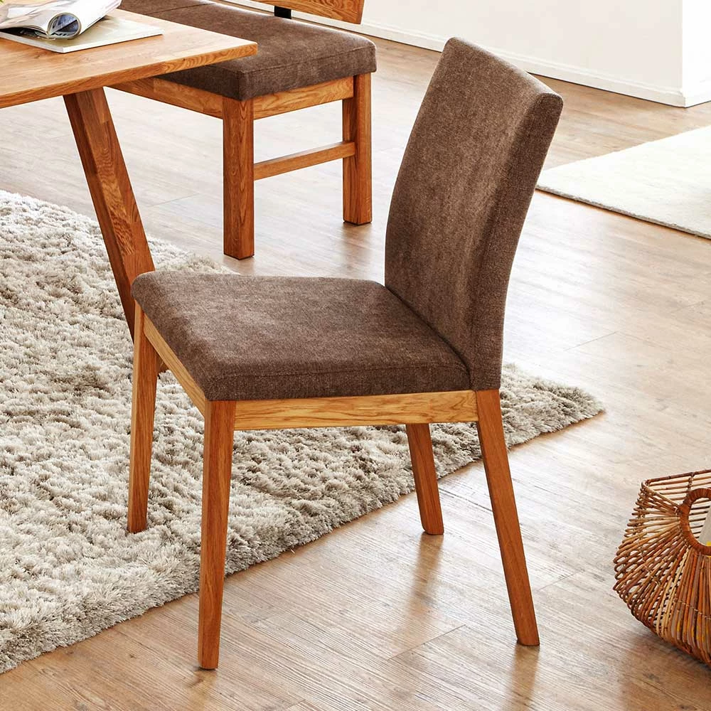 Esszimmerstuhl aus Webstoff in Braun - Virds Esszimmerstuhl Aus Webstoff In Braun - Virds -Dariana shop esszimmerstuhl aus webstoff in braun und wildeiche massivholz in natur virds 02