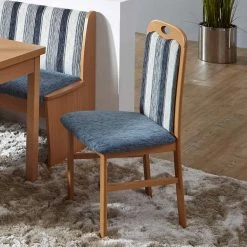 Esszimmerstuhl Sondres Mit Buche Und Stoff Blau Streifen