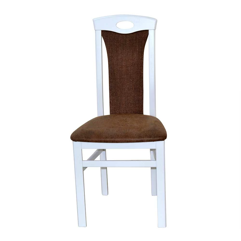 Esszimmerstuhl in Weiß & Braun - Bacanova (2er Set) Esszimmerstuhl In Weiß & Braun - Bacanova (2er Set) -Dariana shop esszimmerstuhl in weiss braun aus holz strukturstoff kunstleder bacanova f