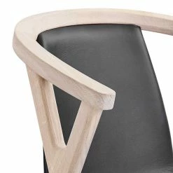 Exklusiver Armlehnstuhl Mit Leder Schwarz - Lenala -Dariana shop exklusiver armlehnstuhl mit leder schwarz eiche bianco massivholz lenala 02