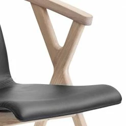 Exklusiver Armlehnstuhl Mit Leder Schwarz - Lenala -Dariana shop exklusiver armlehnstuhl mit leder schwarz eiche bianco massivholz lenala 04