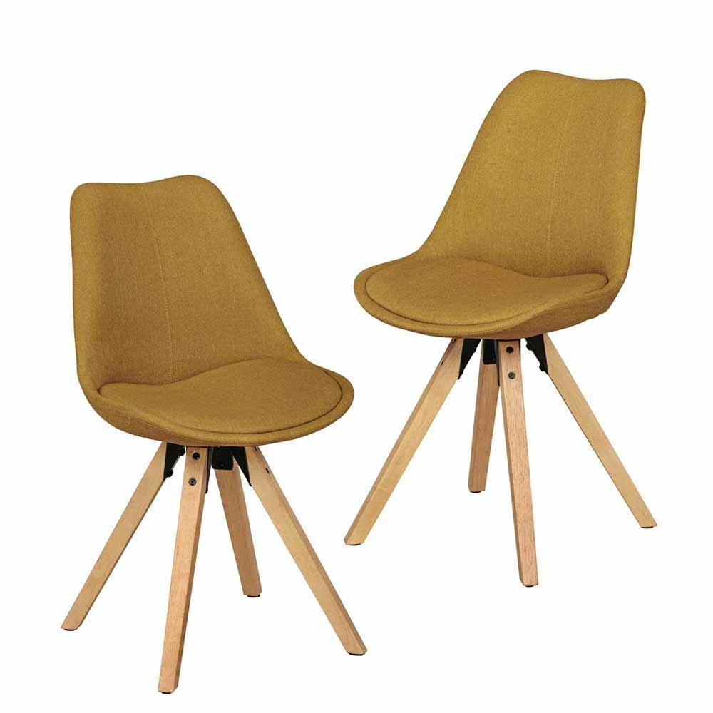 Gelber Schalenstuhl Canopuss Mit Stoffbezug (2er Set) - Image 2