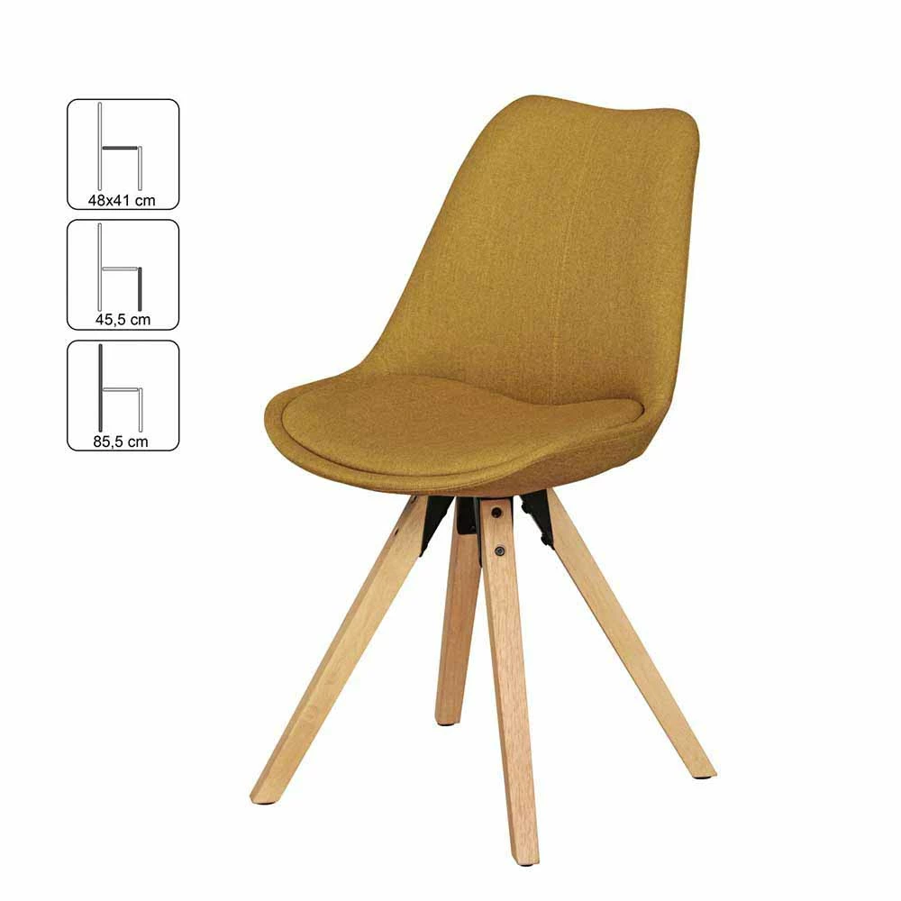 Gelber Schalenstuhl Canopuss Mit Stoffbezug (2er Set) - Image 3