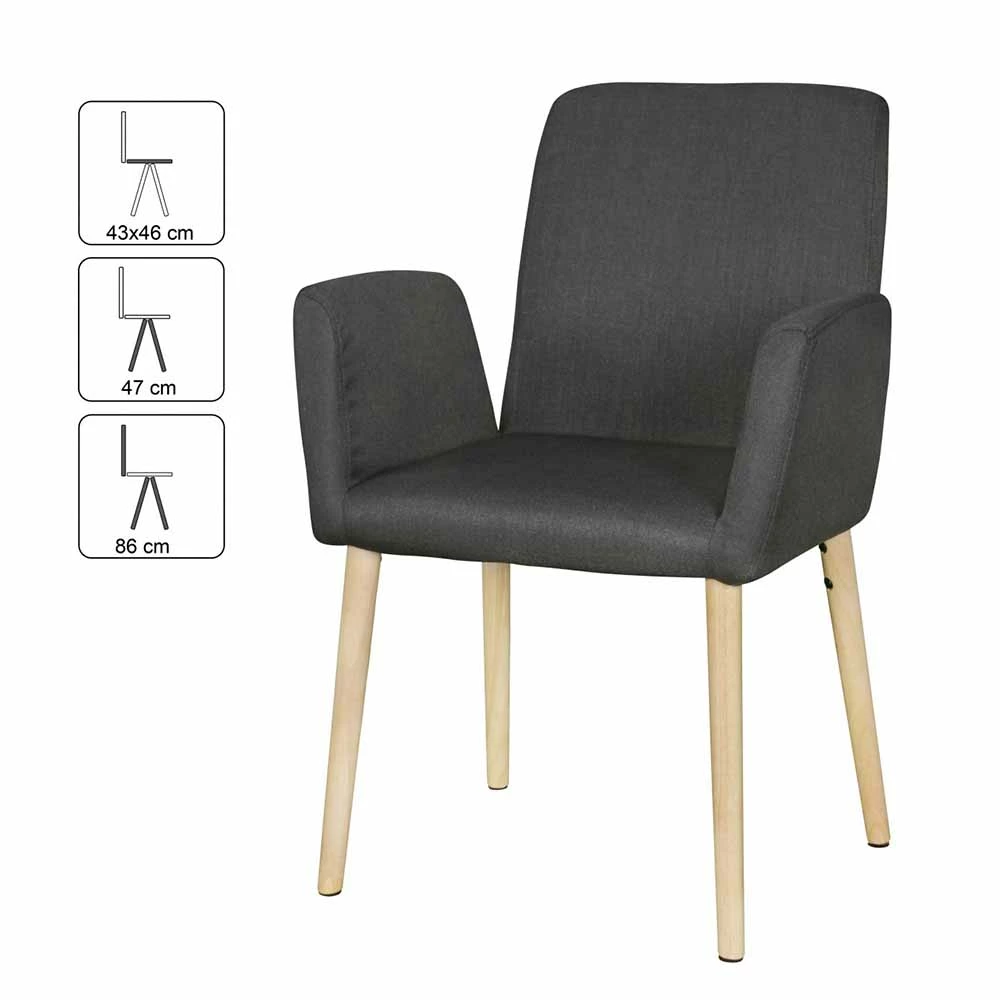 Gepolsterte Retro Stühle Mestecan In Anthrazit (2er Set) - Image 3