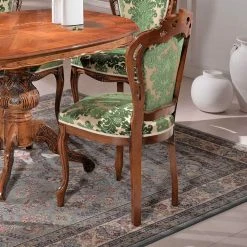 Gepolsterter Barock Stuhl Magari In Grün Beige