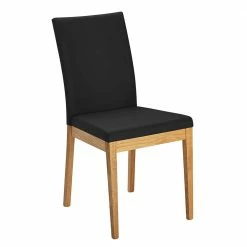 Gepolsterter Wildeiche Stuhl In Natur & Schwarz - Kahano