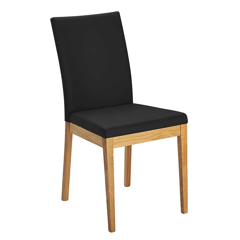 Gepolsterter Wildeiche Stuhl In Natur & Schwarz - Kahano