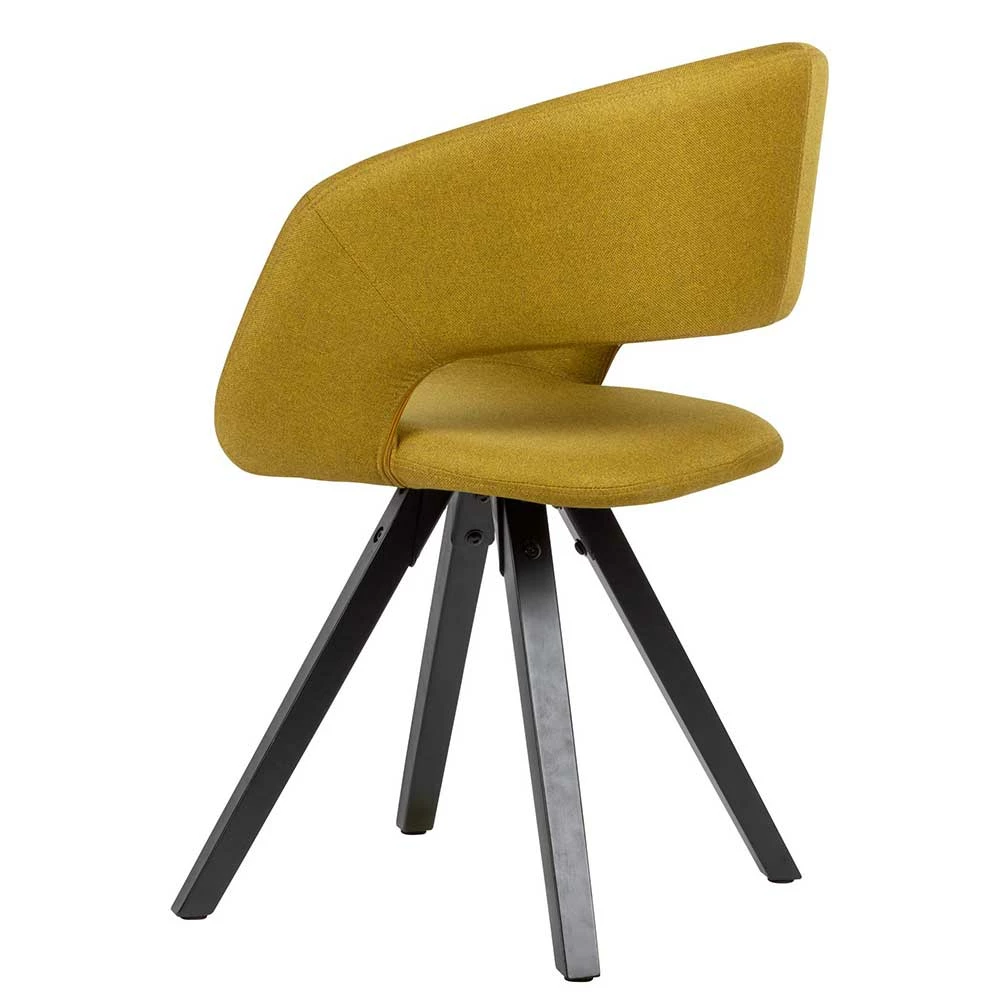 Gerundeter Designstuhl In Gelb Stoff - Rubina - Image 5