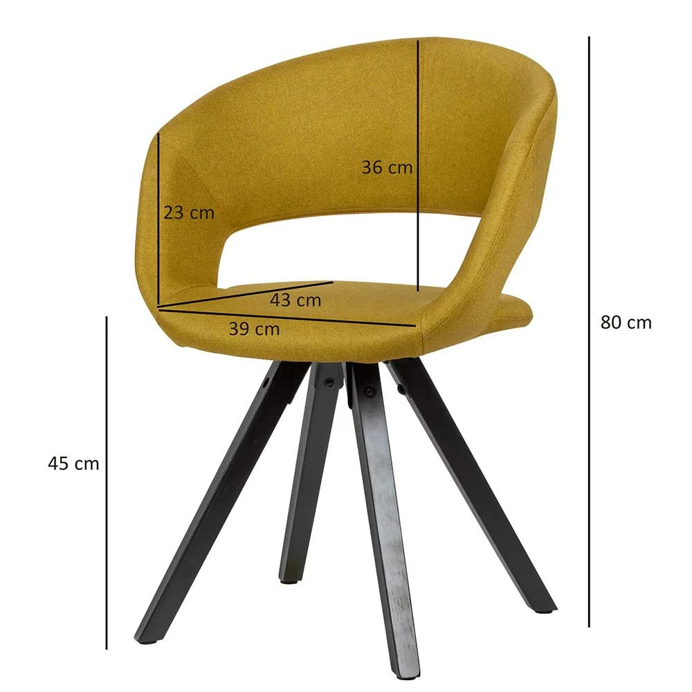 Gerundeter Designstuhl In Gelb Stoff - Rubina - Image 6