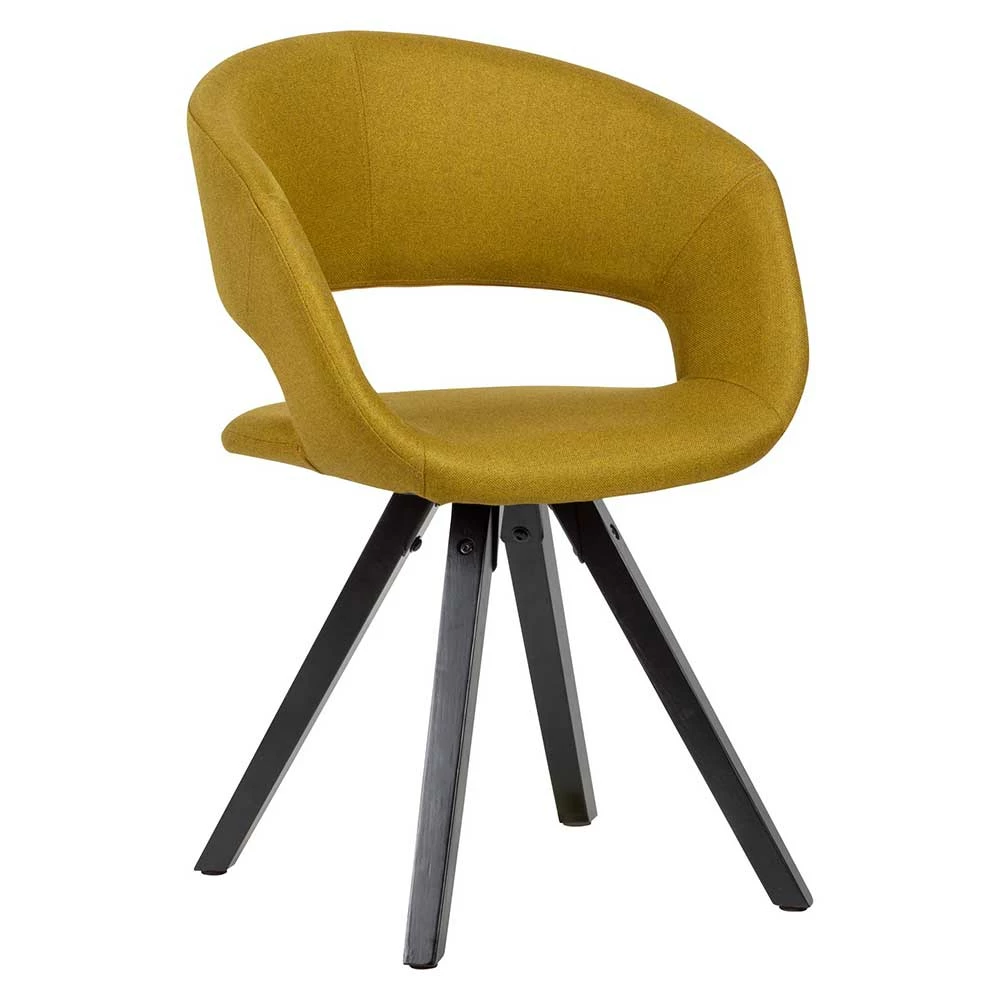 Gerundeter Designstuhl In Gelb Stoff - Rubina