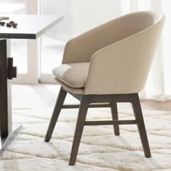 Gerundeter Polsterstuhl In Beige - Relivio (2er Set) -Dariana shop gerundeter polsterstuhl in beige mit eiche gestell in dunkelbraun relivio 02