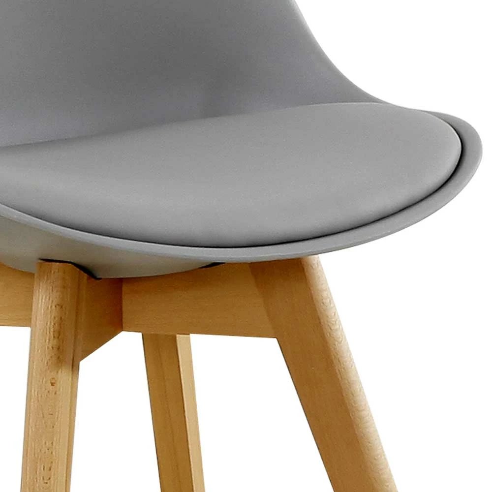 Grauer Schalenstuhl Mit Holzgestell - Rodena (Set) - Image 3