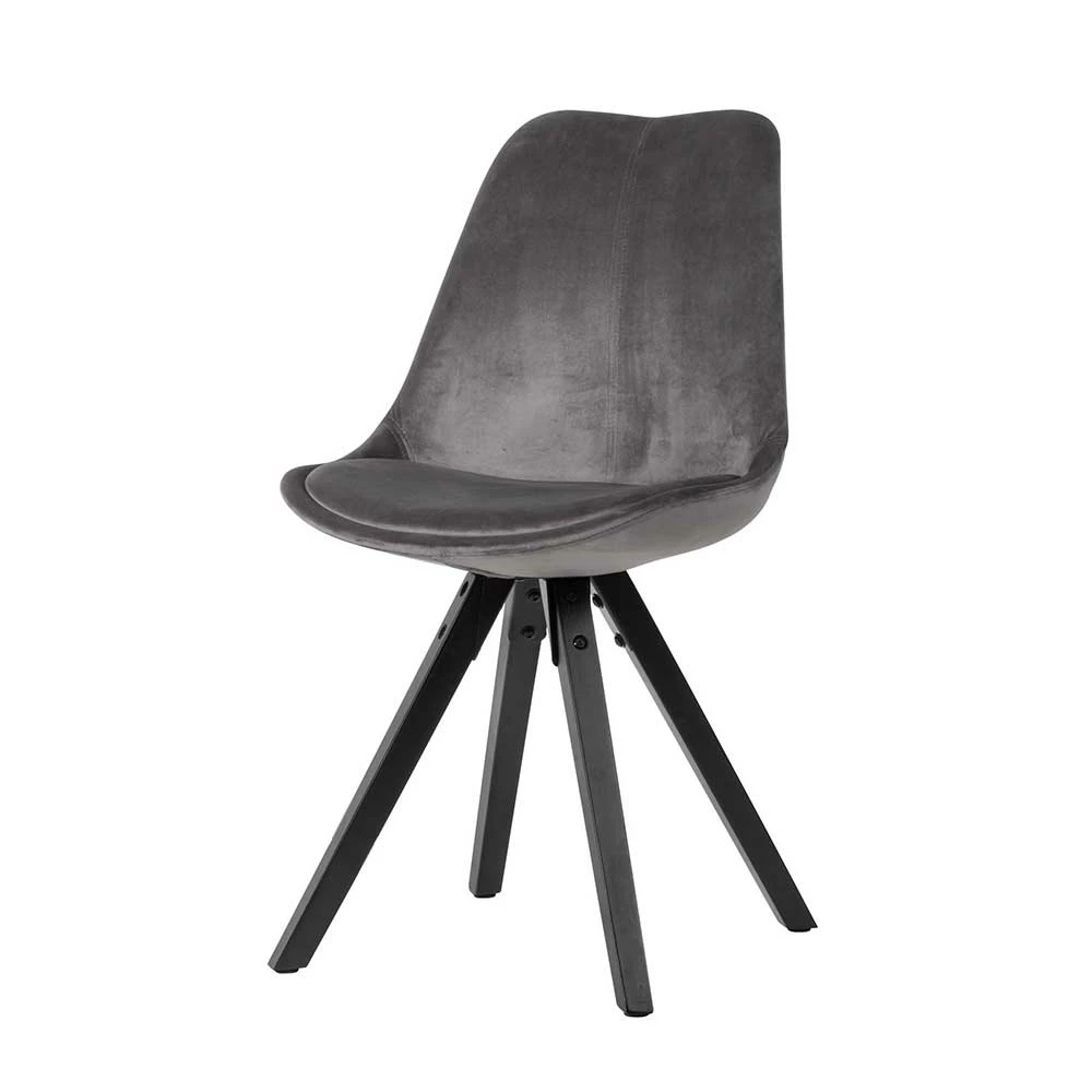 Grauer Schalenstuhl Mit Samtbezug - Bertino (2er Set) - Image 2