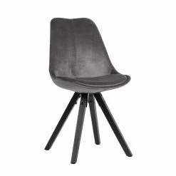 Grauer Schalenstuhl Mit Samtbezug - Bertino (2er Set)